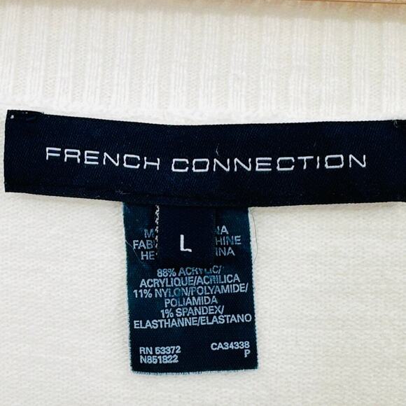 French Connection V-Neck Ivory Sweater Womens Size Large Acrylic Spandex - Picture 4 of 5